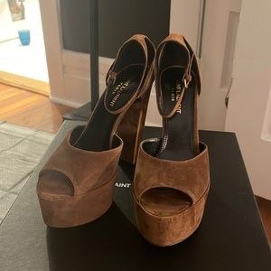 Saint Laurent suede brown platforms brand new never worn